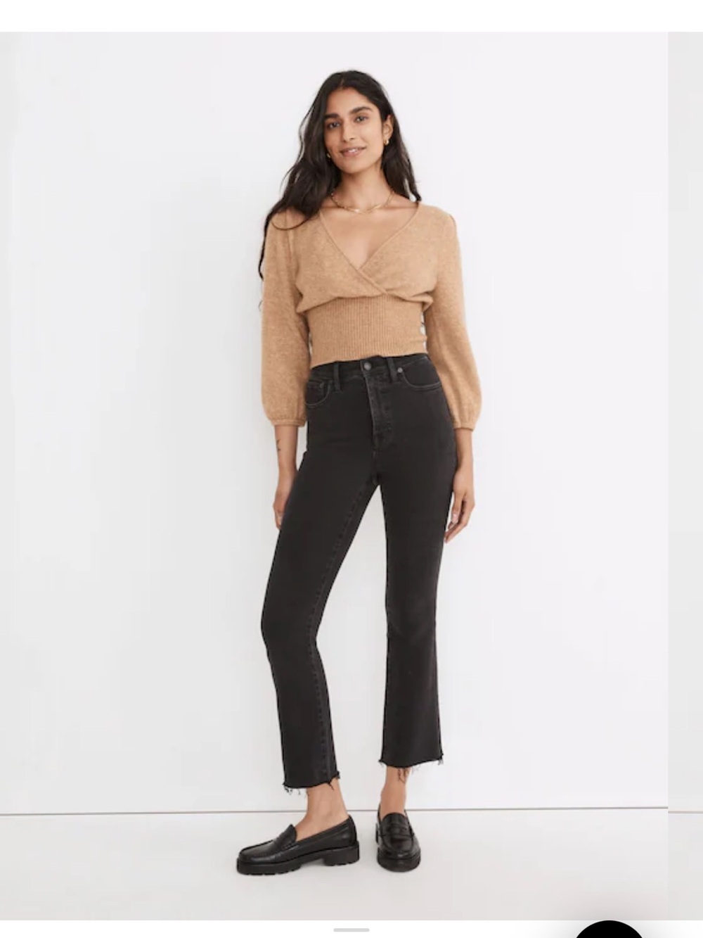 Madewell Black Cropped Frayed-Hem Jeans